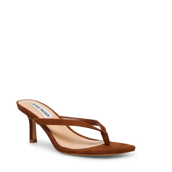 Salto Alto Steve Madden Melrose Chestnut Camurça Heel Feminino Marrom | SM-190NZ