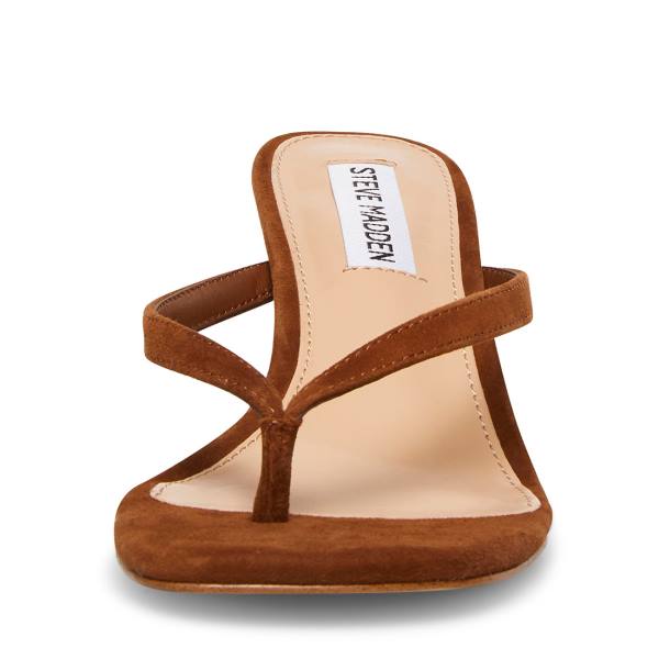 Salto Alto Steve Madden Melrose Chestnut Camurça Heel Feminino Marrom | SM-190NZ