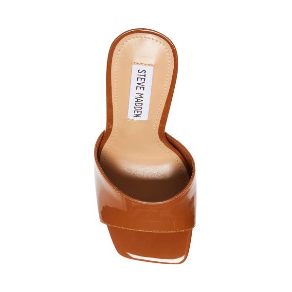 Salto Alto Steve Madden Signal Cognac Envernizados Heel Feminino Marrom | SM-307NH