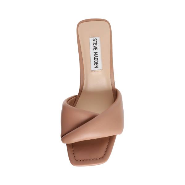 Salto Alto Steve Madden Thai Tan Couro Heel Feminino Marrom | SM-312CQ