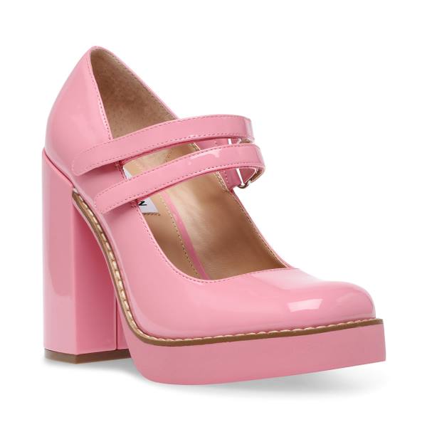 Salto Alto Steve Madden Twice Envernizados Heel Feminino Rosa | SM-651FY