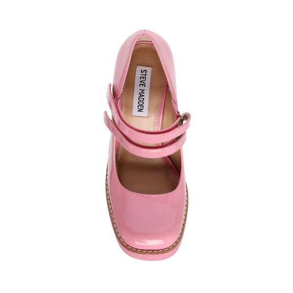 Salto Alto Steve Madden Twice Envernizados Heel Feminino Rosa | SM-651FY