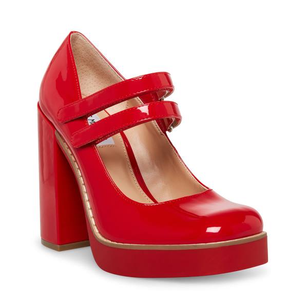 Salto Alto Steve Madden Twice Envernizados Heel Feminino Vermelhas | SM-710AL