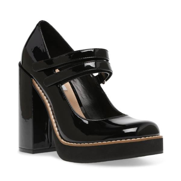 Salto Alto Steve Madden Twice Envernizados Heel Feminino Pretas | SM-831WR