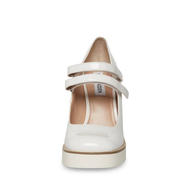 Salto Alto Steve Madden Twice Envernizados Heel Feminino Branco | SM-943EL