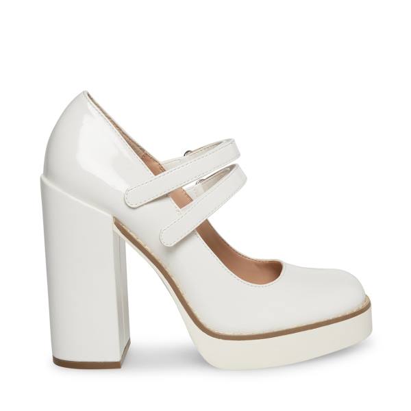 Salto Alto Steve Madden Twice Envernizados Heel Feminino Branco | SM-943EL