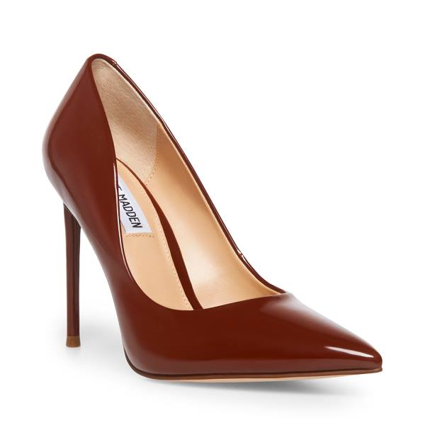 Salto Alto Steve Madden Vala Cognac Heel Feminino Marrom Escuro | SM-891WB