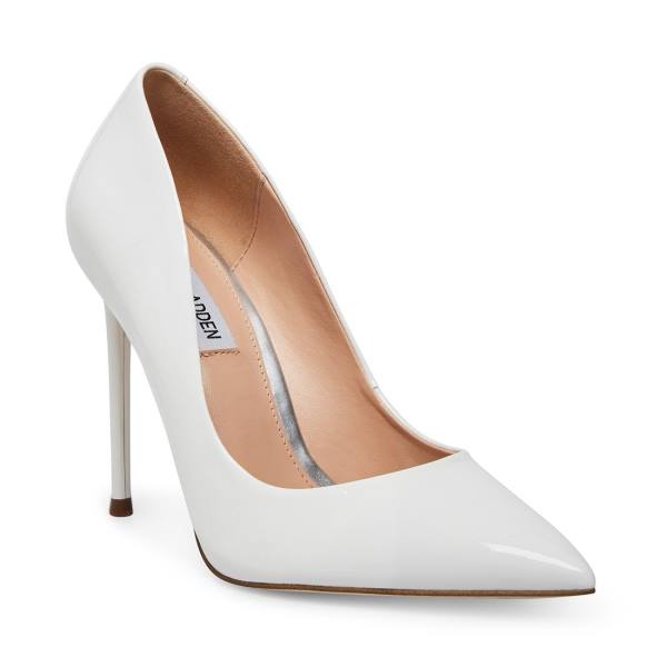 Salto Alto Steve Madden Vala Envernizados Heel Feminino Branco | SM-495BT