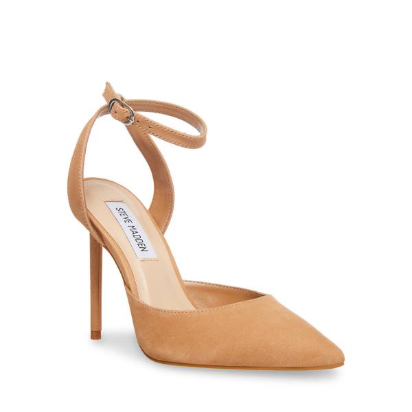 Salto Alto Steve Madden Vase Camel Nubuck Heel Feminino Marrom | SM-385QD