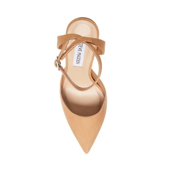 Salto Alto Steve Madden Vase Camel Nubuck Heel Feminino Marrom | SM-385QD