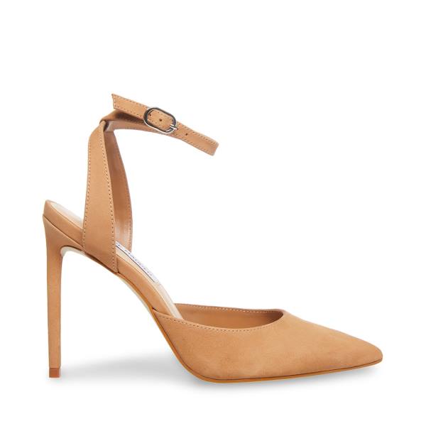 Salto Alto Steve Madden Vase Camel Nubuck Heel Feminino Marrom | SM-385QD