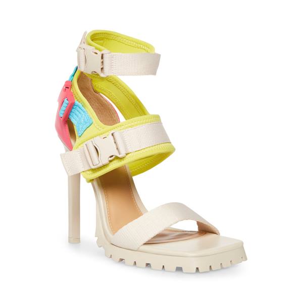 Salto Alto Steve Madden Vibing Natural Heel Feminino Bege Multicoloridas | SM-819UN