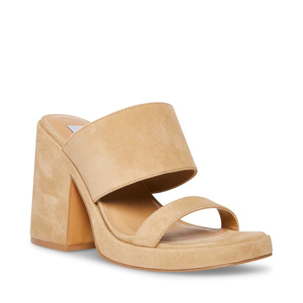 Salto Alto Steve Madden Vickey Sand Camurça Heel Feminino Marrom | SM-318RW