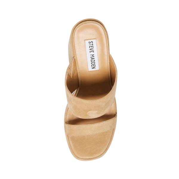 Salto Alto Steve Madden Vickey Sand Camurça Heel Feminino Marrom | SM-318RW