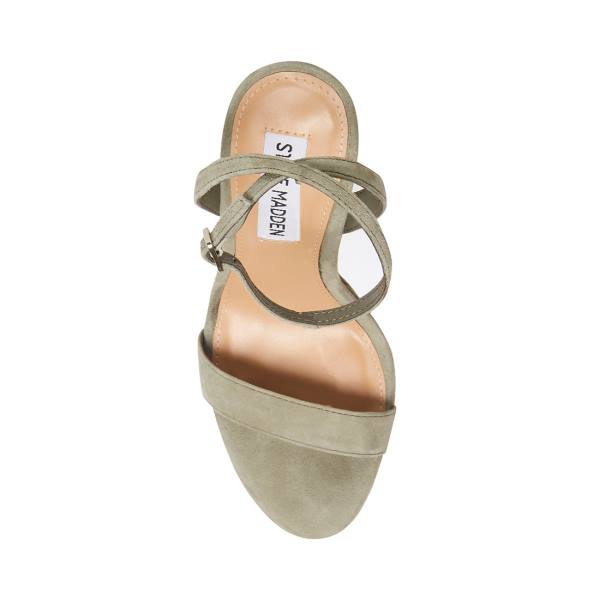 Salto Alto Steve Madden Wafer Camurça Heel Feminino Verdes | SM-956XR