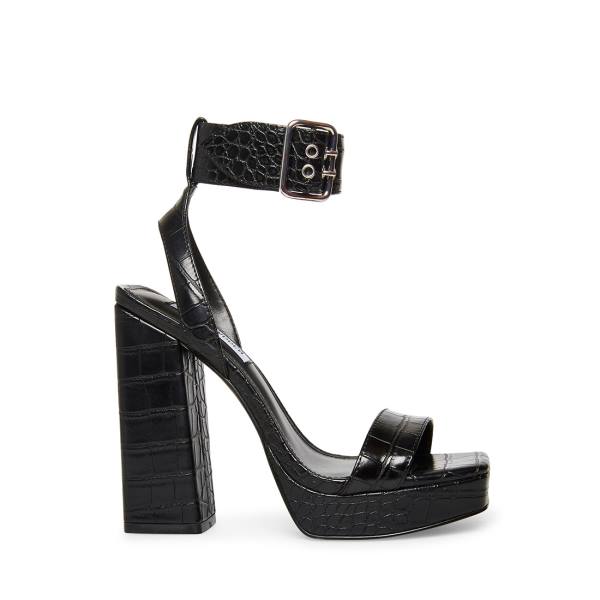 Salto Alto Steve Madden Waverley Crocodile Heel Feminino Pretas | SM-642KN