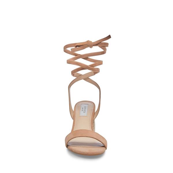 Salto Alto Steve Madden Yasi Sand Camurça Heel Feminino Marrom | SM-340IL