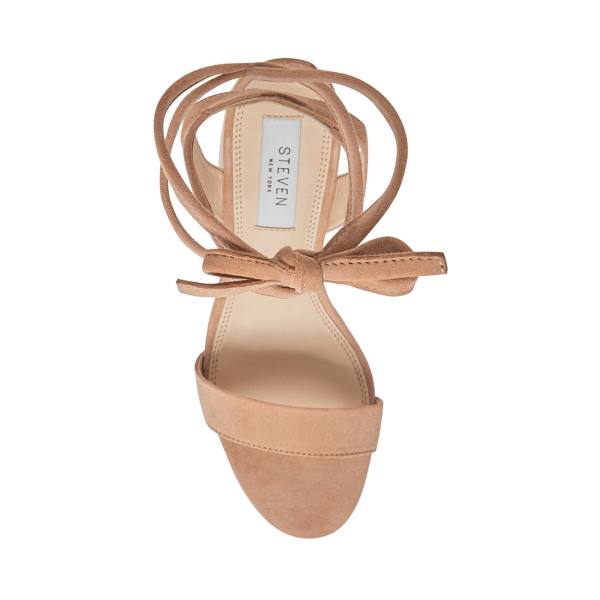 Salto Alto Steve Madden Yasi Sand Camurça Heel Feminino Marrom | SM-340IL