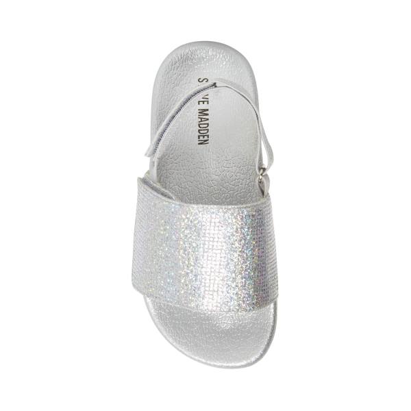 Sandalias Steve Madden Abrooks Glitter Criança Prateadas | SM-439AY