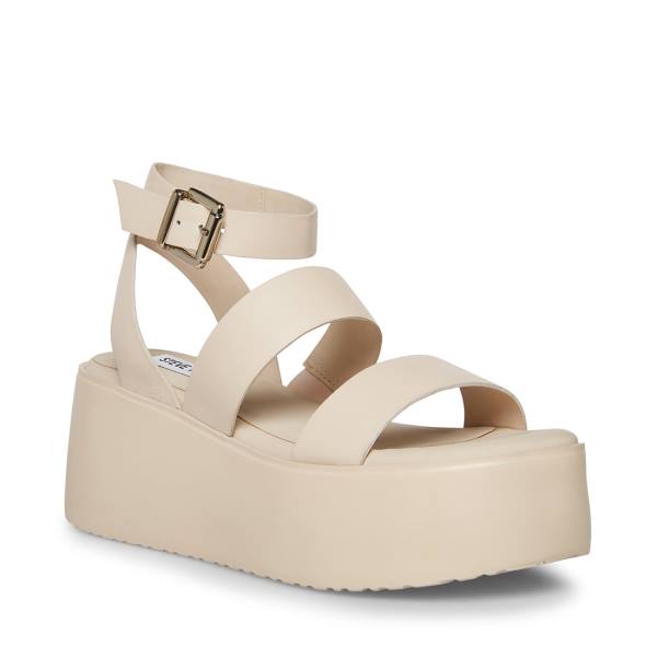 Sandalias Steve Madden Bay Natural Couro Feminino Bege | SM-743PG