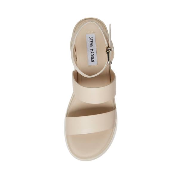 Sandalias Steve Madden Bay Natural Couro Feminino Bege | SM-743PG