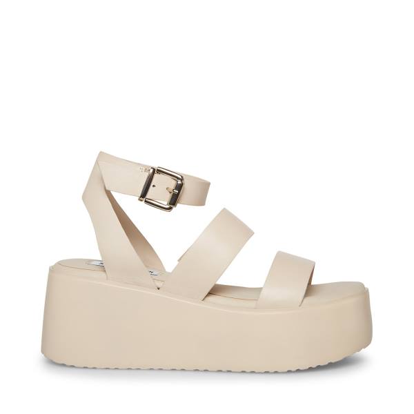 Sandalias Steve Madden Bay Natural Couro Feminino Bege | SM-743PG