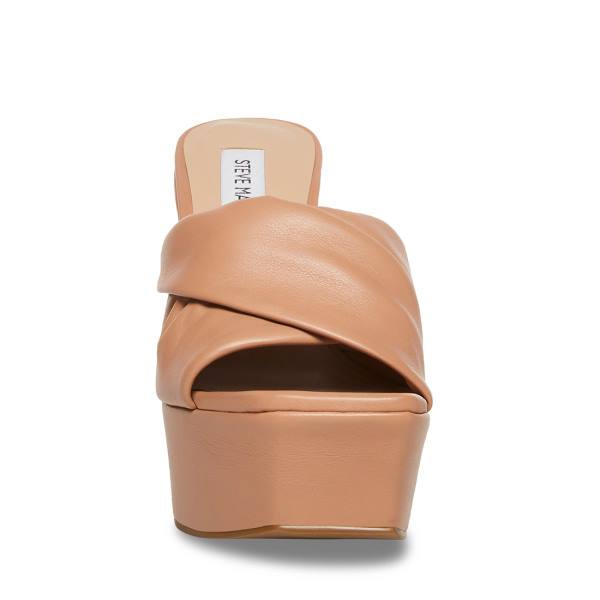 Sandalias Steve Madden Brianna Tan Couro Feminino Marrom | SM-752SO