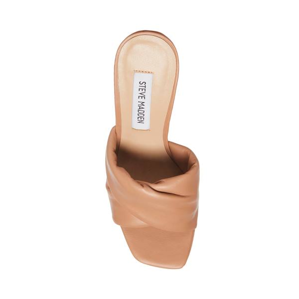 Sandalias Steve Madden Brianna Tan Couro Feminino Marrom | SM-752SO