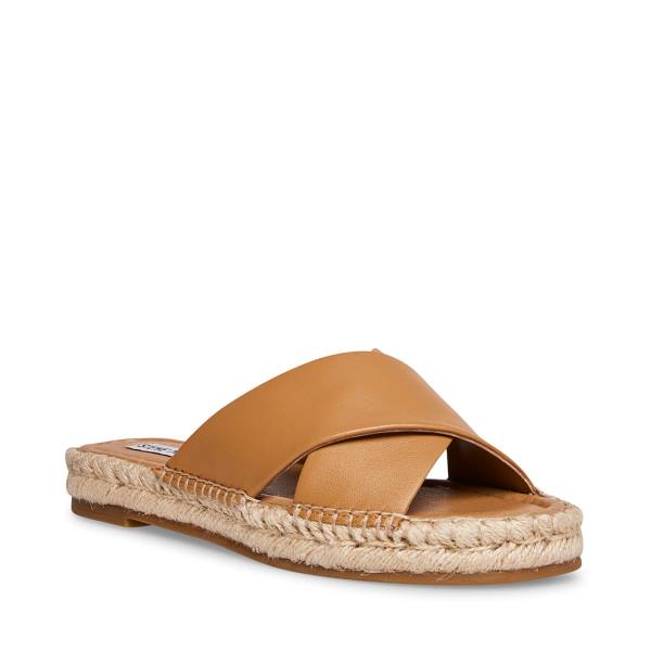 Sandalias Steve Madden Brienna Tan Couro Feminino Marrom | SM-672VG