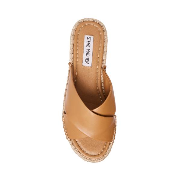 Sandalias Steve Madden Brienna Tan Couro Feminino Marrom | SM-672VG