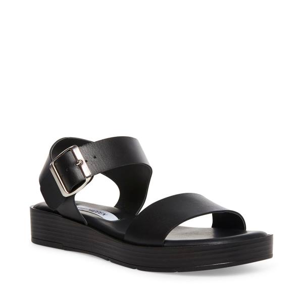 Sandalias Steve Madden Destined Couro Feminino Pretas | SM-586CI