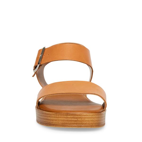 Sandalias Steve Madden Destined Tan Couro Feminino Marrom | SM-037ZK