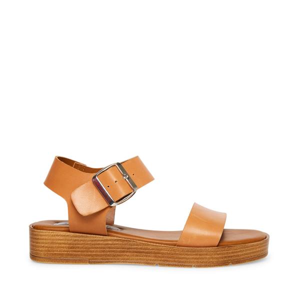 Sandalias Steve Madden Destined Tan Couro Feminino Marrom | SM-037ZK