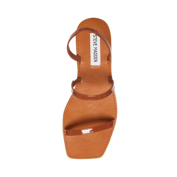 Sandalias Steve Madden Direct Cognac Envernizados Feminino Marrom | SM-236MI