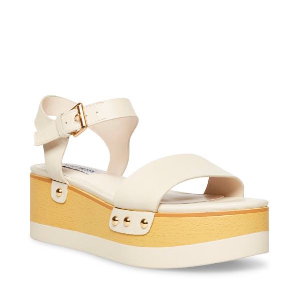 Sandalias Steve Madden Domenica Couro Feminino Branco | SM-342AT