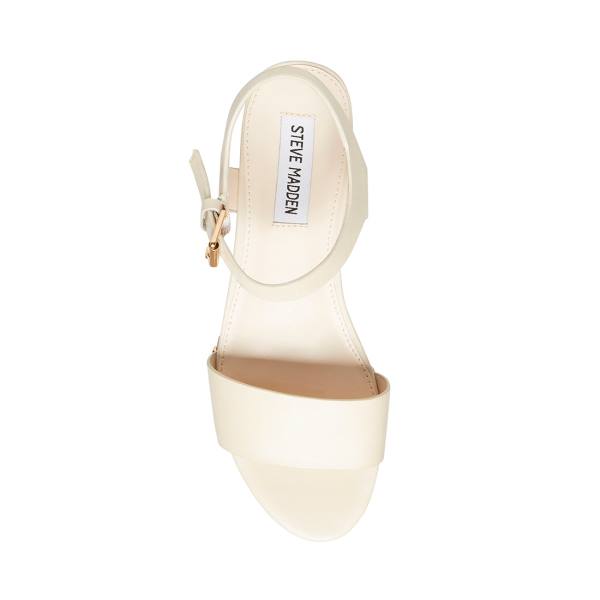 Sandalias Steve Madden Domenica Couro Feminino Branco | SM-342AT