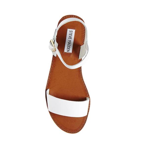 Sandalias Steve Madden Donddi Couro Feminino Branco | SM-973MF