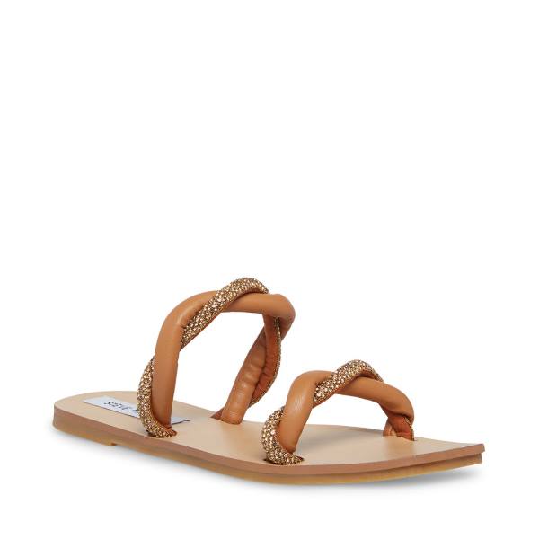 Sandalias Steve Madden Flipped Cognac Feminino Marrom Multicoloridas | SM-458VY