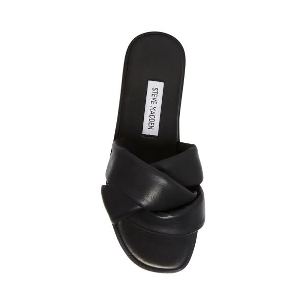 Sandalias Steve Madden Georgina Couro Feminino Pretas | SM-426LM