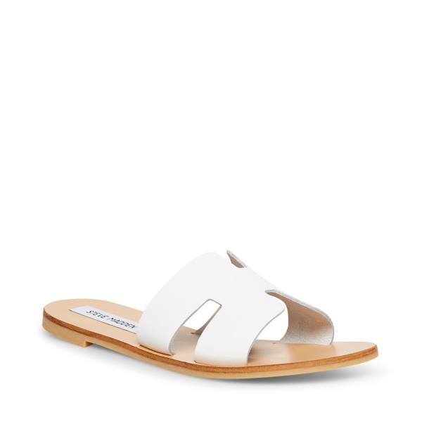 Sandalias Steve Madden Greece Couro Feminino Branco | SM-893FA