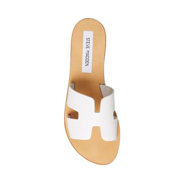 Sandalias Steve Madden Greece Couro Feminino Branco | SM-893FA