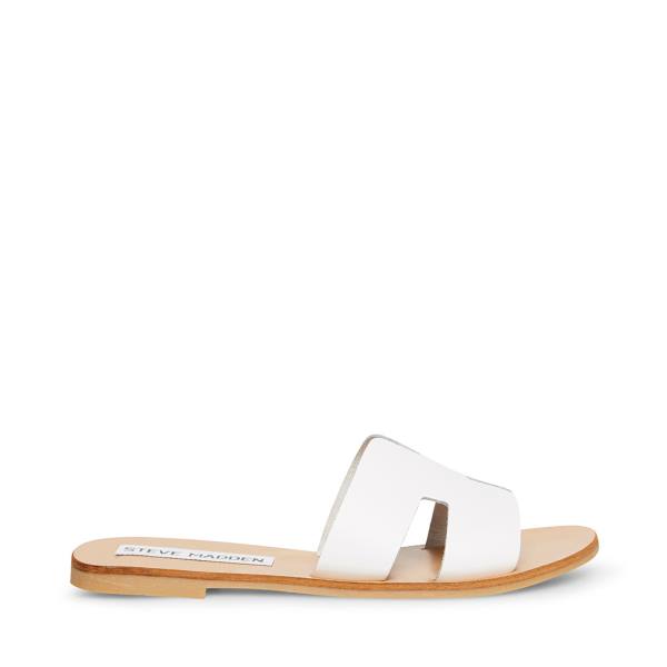 Sandalias Steve Madden Greece Couro Feminino Branco | SM-893FA