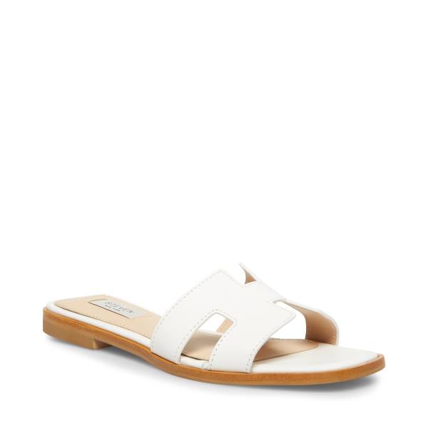 Sandalias Steve Madden Hadyn Couro Feminino Branco | SM-753PO