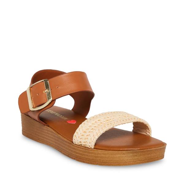 Sandalias Steve Madden Jdestind Raffia Criança Marrom | SM-369KO