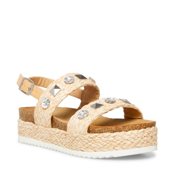 Sandalias Steve Madden Jgemston Raffia Criança Marrom | SM-416OK