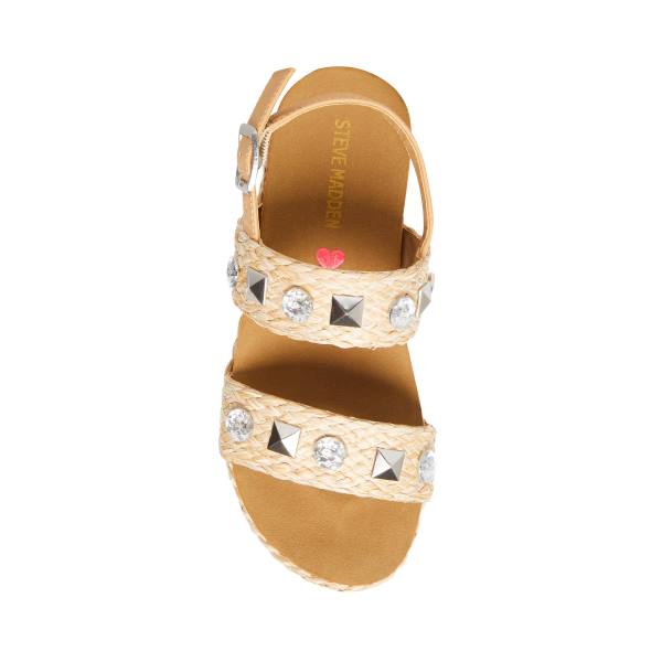 Sandalias Steve Madden Jgemston Raffia Criança Marrom | SM-416OK