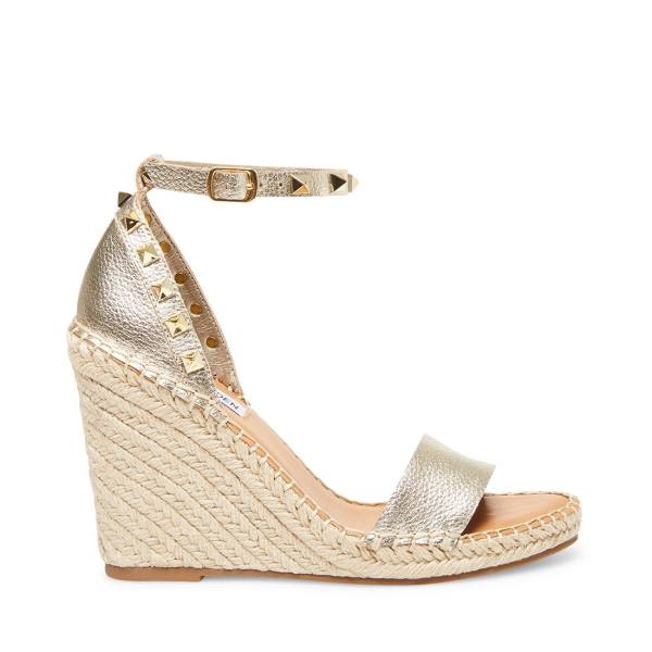 Sandalias Steve Madden Mckenna Couro Feminino Douradas | SM-415JS