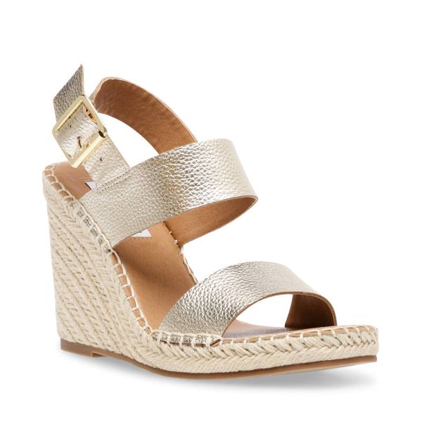 Sandalias Steve Madden Meridian Couro Feminino Douradas | SM-451YK