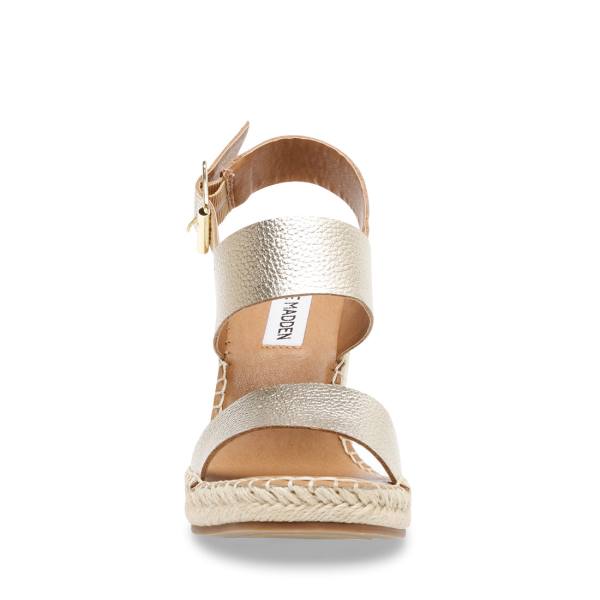 Sandalias Steve Madden Meridian Couro Feminino Douradas | SM-451YK