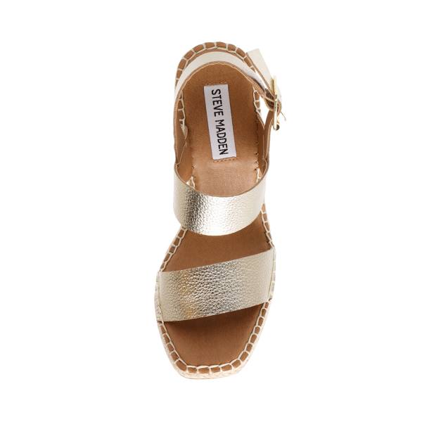 Sandalias Steve Madden Meridian Couro Feminino Douradas | SM-451YK